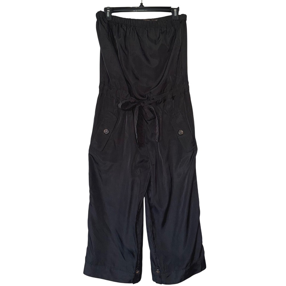 The Limited Black Strapless Wide Leg Cropped Jumpsuit XS Utility Minimalist